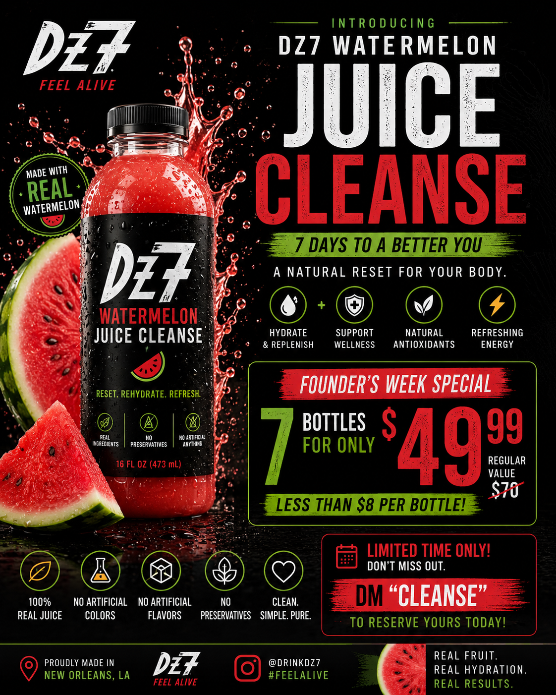 Founder Week (Limited 7 day Special)Watermelon Juice Cleanse